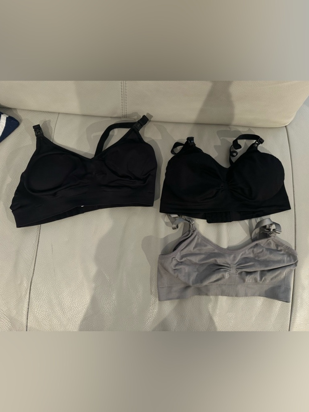 1 Black Bravado Seamless Nursing Bra and 2 other nursing bras in Black & Gray